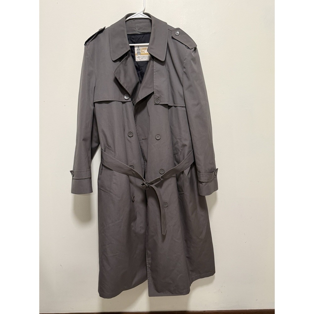 London Fog Gray Trench Coat w/ Insulated Liners 44 Long